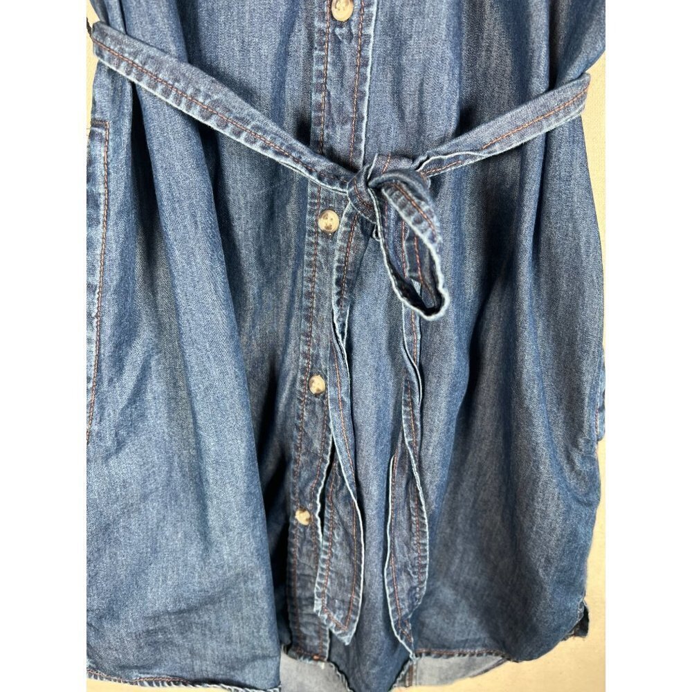 French Connection Womens Size 2 XXS Cotton Lyocell Denim Shirt Dress L/S Pockets - Picture 6 of 12